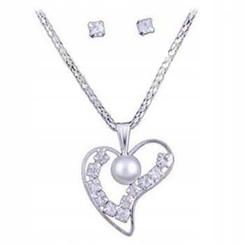 Srebrny Komplet Biżuterii Serce Białe Cyrkonie - Lovrin