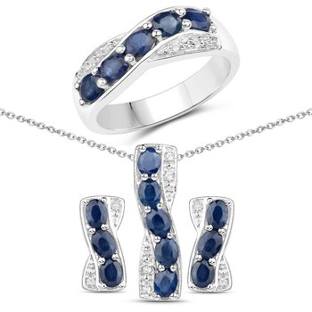 Srebrny komplet biżuterii z szafirami i kryształami górskimi 3,29 ct - 15 - Biżuteria Prana