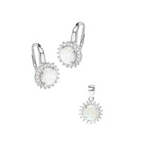 Srebrny komplet kolczyki zawieszka White Opal Monilu