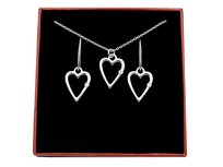 Srebrny komplet serca z cyrkonią pudełko
