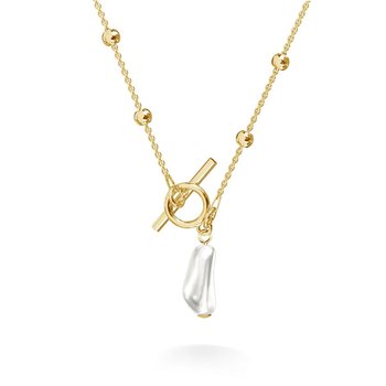 Srebrny kulkowy choker z podłużną perłą, srebro 925 : Srebro - kolor pokrycia - Pokrycie żółtym 18K złotem - GIORRE