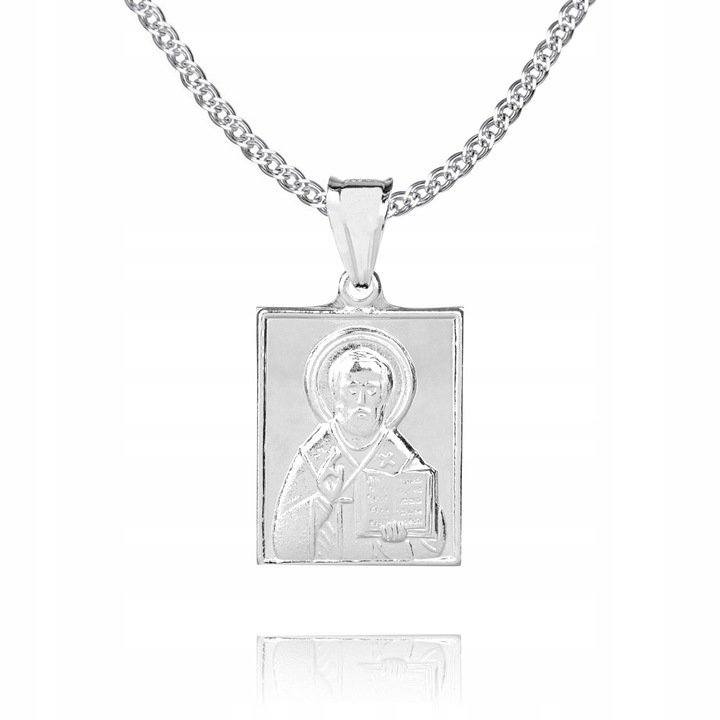 Zdjęcia - Łańcuszek na szyję Srebrny łańcuszek + medalik prawosławny 45cm N1M50