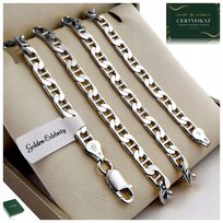 SREBRNY ŁAŃCUSZEK MĘSKI SPLOT GUCCI 55cm/6mm PRÓBA 925 DIAMENTOWANY, PEŁNY