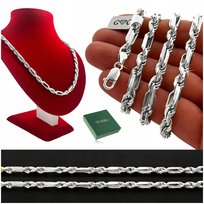 SREBRNY ŁAŃCUSZEK MĘSKI, UNIKATOWY WZÓR, GRUBY ŁAŃCUCH 50cm/6mm + Y