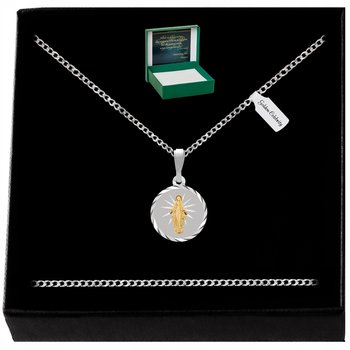 Srebrny Łańcuszek Pancerka + Medalik Pr. 925 Prezent Na Komunię / Chrzest - Golden Celebrity