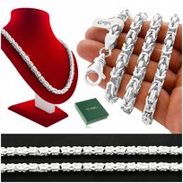 SREBRNY ŁAŃCUSZEK SPLOT KRÓLEWSKI PRÓBA 925 55cm/6mm GRUBY, SZEROKI+Y