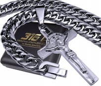 Srebrny Łańcuszek Z Krzyżykiem Stal Chirurgiczna Premium Boston Jewellery