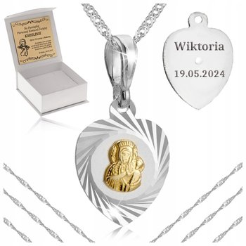 Srebrny Łańcuszek Z Pozłacanym Medalikiem Pr 925 Pamiątka I Komunii Świętej - Golden Celebrity