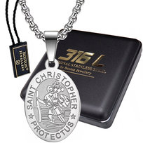 Srebrny Medalik ze Świętym Krzysztofem z Łańcuszkiem 60 Cm Patron Kierowców Podróżujących