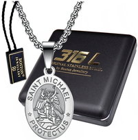 Srebrny Medalik ze Świętym Michałem Archaniołem + Łańcuszek Splot Królewski