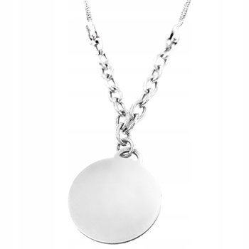 Srebrny naszyjnik 925 z gładką okrągłą blaszką bez kamieni na prezent - Lovrin