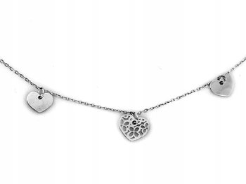 Srebrny naszyjnik 925 z trzema sercami z ażurowym wzorem idealny na prezent - Lovrin