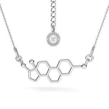 Srebrny naszyjnik estrogen, wzór chemiczny, srebro 925 : Srebro - kolor pokrycia - Pokrycie platyną - GIORRE