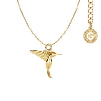 Srebrny naszyjnik koliber, srebro 925 : Srebro - kolor pokrycia - Pokrycie żółtym 18K złotem