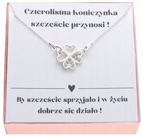 Srebrny naszyjnik na szczęście z koniczynką SREBRO 925 na prezent sentencja ArtWings