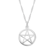 Srebrny naszyjnik pentagram biały pentakl BeeZuu