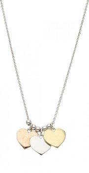 Srebrny naszyjnik z przywieszkami w kształcie serca - Rosanto