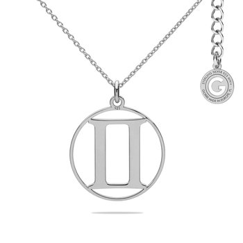 Srebrny naszyjnik znak zodiaku bliźnięta, srebro 925 : Srebro - kolor pokrycia - Pokrycie platyną - GIORRE