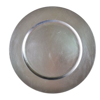 Srebrny, okrągły talerz Samaf Ø33 cm - Duwen
