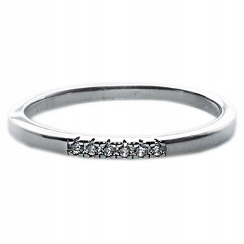 Srebrny pierścionek 925 subtelny obrączkowy z białymi cyrkoniami r17 - Lovrin
