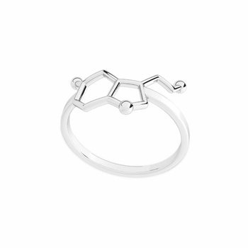 Srebrny pierścionek serotonina, wzór chemiczny 925 : ROZMIAR PIERŚCIONKA - 17 | UK:R | Φ18,00 MM, Srebro - kolor pokrycia - Pokrycie platyną - GIORRE