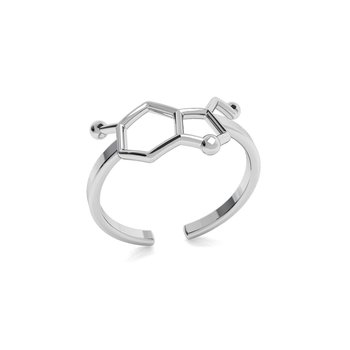 Srebrny pierścionek serotonina, wzór chemiczny 925 : ROZMIAR PIERŚCIONKA - Uniwersalny - (min. 11 - Φ16,00 MM / max. 18 - Φ18,33 MM), Srebro - kolor pokrycia - Pokrycie platyną - GIORRE