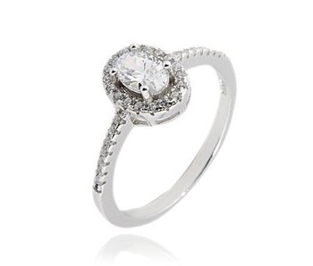 Srebrny pierścionek z białą cyrkonią - PERLEI