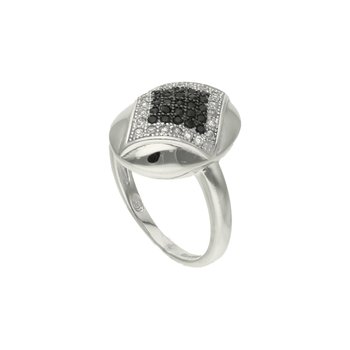 Srebrny pierścionek z czarnym motywem 925 - Rosanto