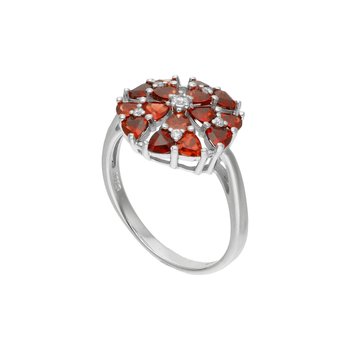 Srebrny pierścionek z małymi czerwonymi cyrkoniami 925 - Rosanto
