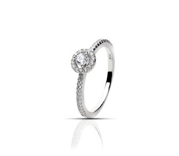 Srebrny pierścionek zaręczynowy z oczkiem - PERLEI