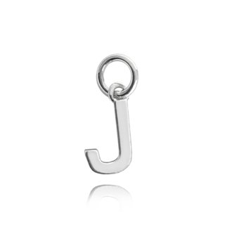 Srebrny wisiorek mała litera „J” - UPOMINKARNIA