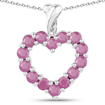 Srebrny wisiorek w kształcie serca z 14 naturalnymi rubinami 1,12 ct - Biżuteria Prana
