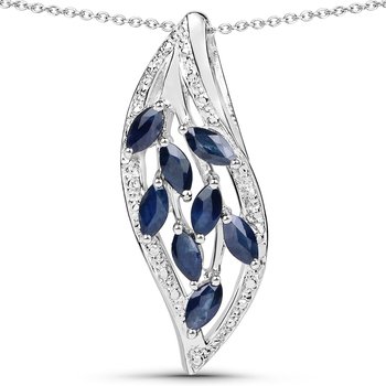 Srebrny wisiorek z 8 naturalnymi szafirami niebieskimi 1,60 ct - Biżuteria Prana