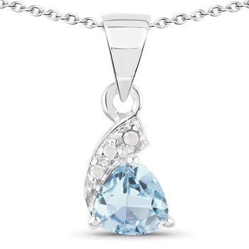 Srebrny wisiorek z naturalnym topazem niebieskim i diamentami 0,53 ct - Biżuteria Prana