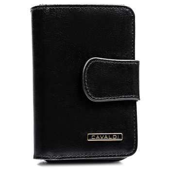 Średni pojemny portfel damski na karty i dokumenty z ochroną RFID skóra naturalna Cavaldi, czarny - 4U CAVALDI