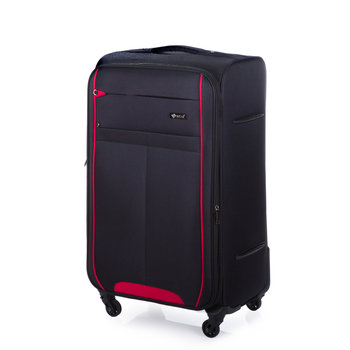 Średnia walizka miękka M Solier STL1311 czarno-czerwona - Solier Luggage