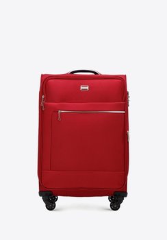 Średnia walizka miękka z błyszczącym suwakiem z przodu czerwona - WITTCHEN
