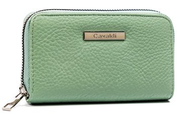 Średnich rozmiarów pojemny portfel damski piórnik na suwak skóra ekologiczna Cavaldi, jasnozielony - 4U CAVALDI