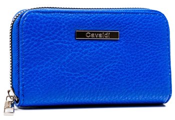 Średnich rozmiarów pojemny portfel damski piórnik na suwak skóra ekologiczna Cavaldi, niebieski - 4U CAVALDI