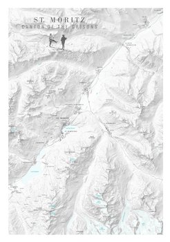 ST. MORITZ Szwajcaria 40x50 cm plakat Corviglia Corvatsch Diavolezza góry narty - Mapsbyp