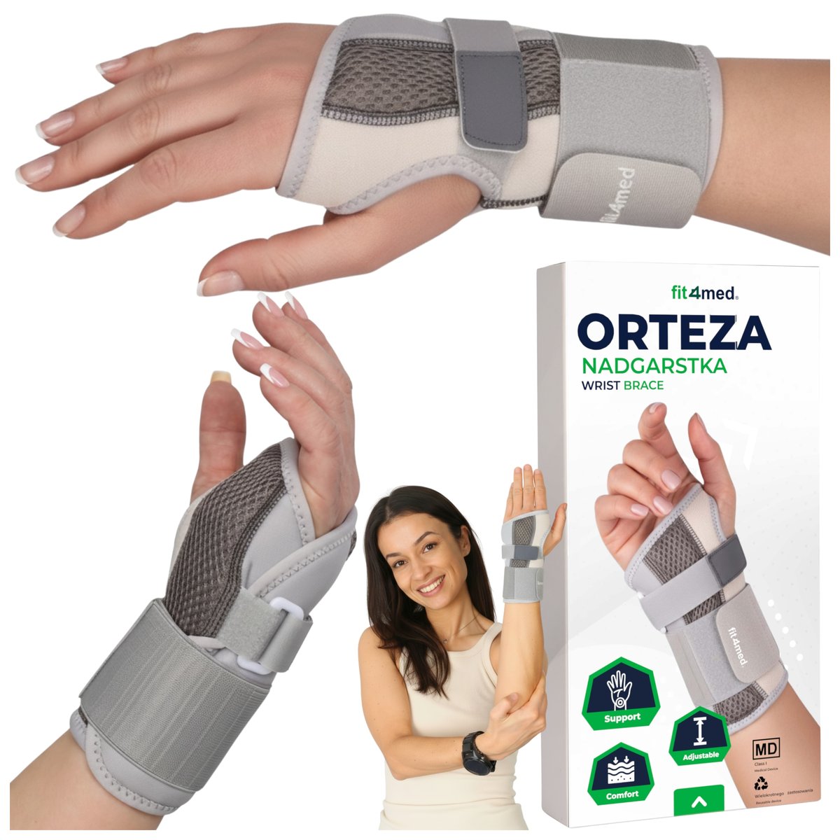 STABILIZATOR NADGARSTKA ORTEZA DŁONI DOBRZE USZTYWNIA STABILIZUJE PRAWA UNI