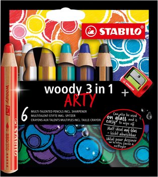 Stabilo, Stabilo Kredki Woody 3W1 Arty 6 kolorów z temperówką - Stabilo