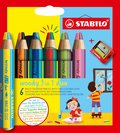 Stabilo,  Woody Kredki Dla Dzieci 3W1 Duo 6 Kol+ Temperówka - Stabilo