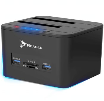 STACJA DOKUJĄCA DYSKÓW HDD SSD 2x USB CZYTNIK KART - Reagle