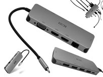 Stacja dokująca HUB na dwa monitory z 2x HDMI i USB-C 3.0 RJ45 PD 100W