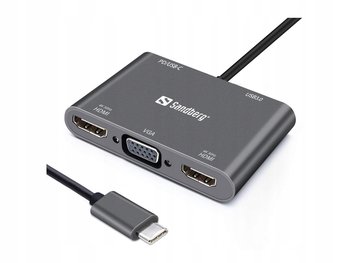 Stacja Dokujaca Sandberg Usb-C 2Xhdmi+1Xvga+Usb+Pd - Sandberg