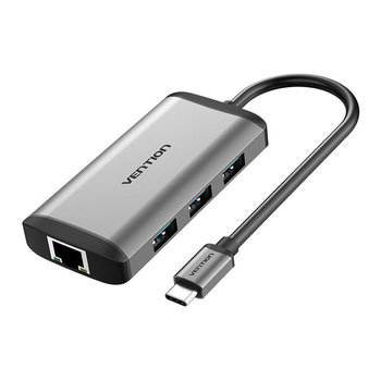 Stacja dokująca typu C do HDMI, 3x USB3.0, RJ45, PD 0,15 m Vention CNCHB szary - Vention