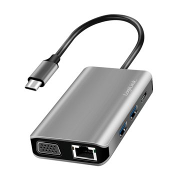 Stacja dokująca USB 3.2 Gen1 USB-C, 7 portów PD, srebrna - Logilink - LogiLink
