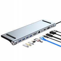 Stacja Dokująca USB C 3.0 HDMI 4K RJ45 LAN PD 11w1 adapter