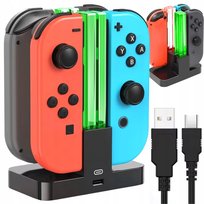 STACJA ŁADUJĄCA ŁADOWARKA DO 4X JOY-CON NINTENDO SWITCH PODŚWIETLENIE LED